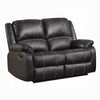 Zuru Motion Manual Recliner Loveseat, Pillow Top, Black Faux Leather