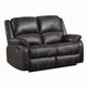 Zuru Motion Manual Recliner Loveseat, Pillow Top, Black Faux Leather