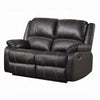 Zuru Motion Manual Recliner Loveseat Pillow Top Black Faux Leather BM324732