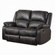 Zuru Motion Manual Recliner Loveseat Pillow Top Black Faux Leather BM324732