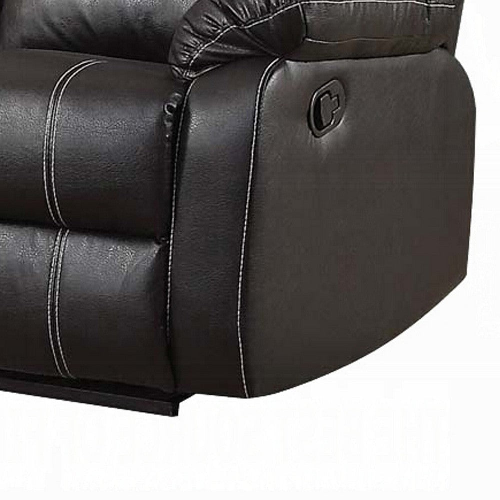 Zuru Motion Manual Recliner Loveseat Pillow Top Black Faux Leather BM324732