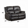 Zuru Motion Manual Recliner Loveseat Pillow Top Black Faux Leather BM324732