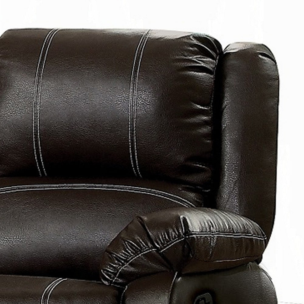 Zuru Motion Manual Recliner Loveseat Pillow Top Brown Faux Leather BM324733
