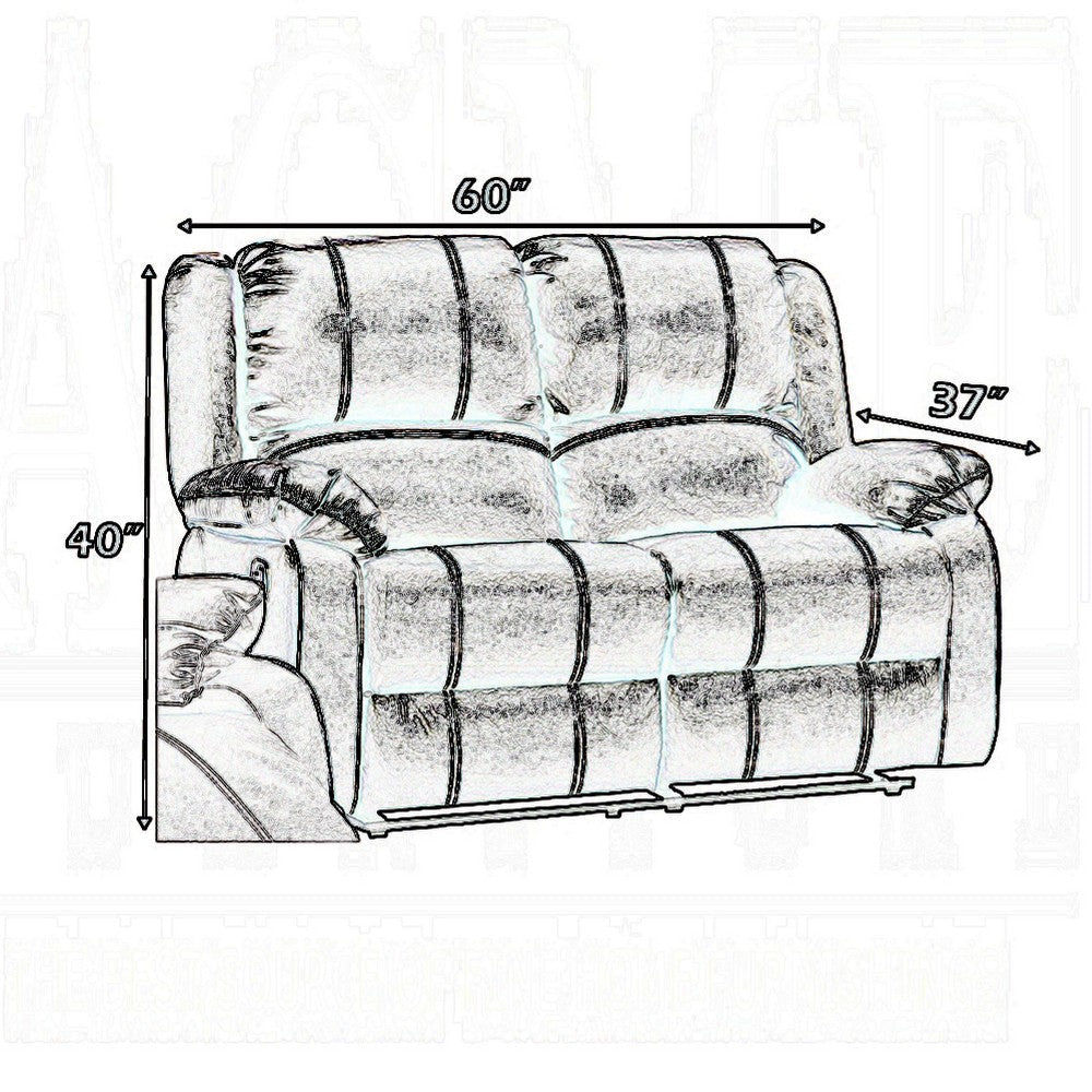 Zuru Motion Manual Recliner Loveseat Pillow Top Brown Faux Leather BM324733