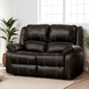 Zuru Motion Manual Recliner Loveseat, Pillow Top, Brown Faux Leather