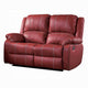 Zuru Motion Manual Recliner Loveseat Pillow Top Red Faux Leather BM324734