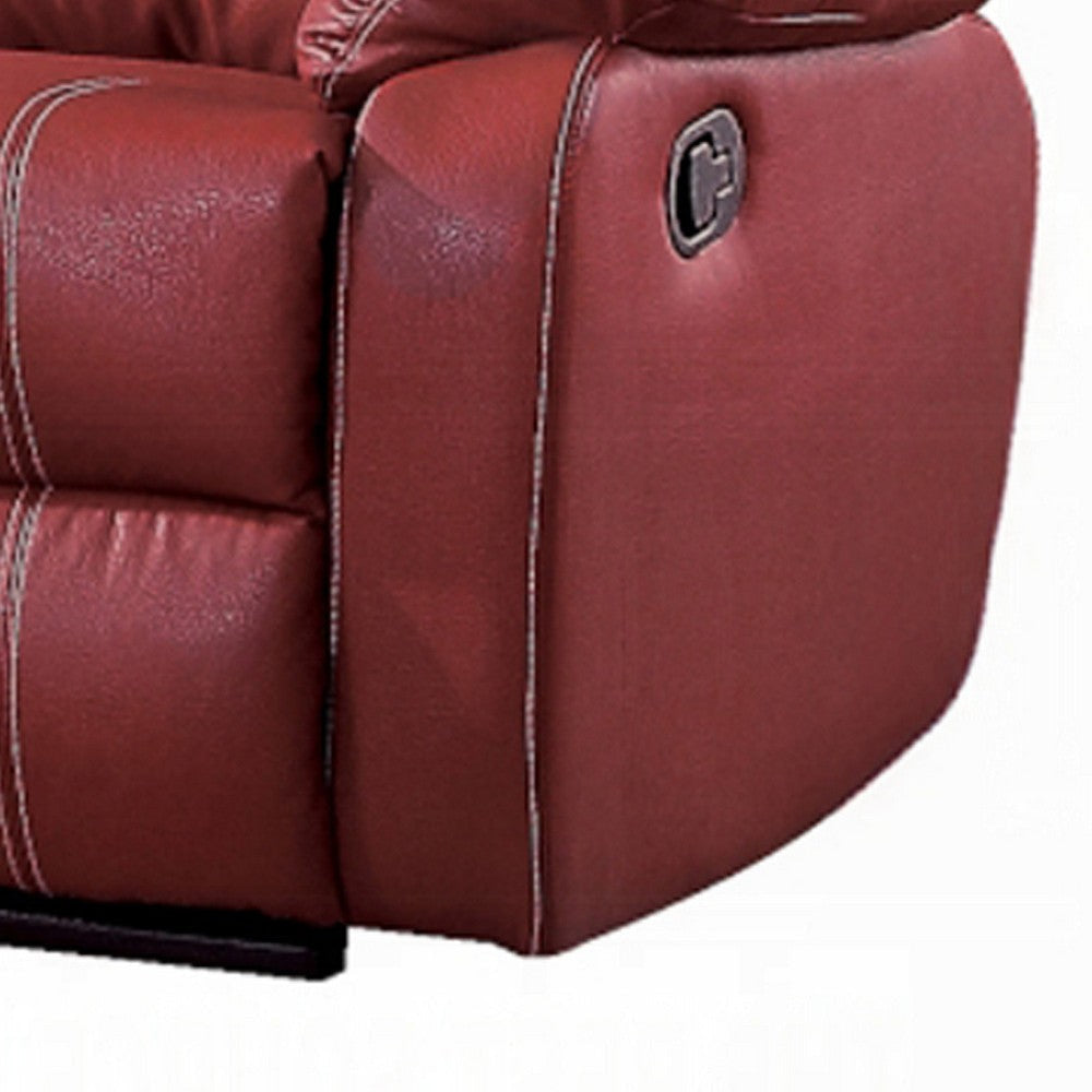 Zuru Motion Manual Recliner Loveseat Pillow Top Red Faux Leather BM324734