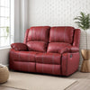 Zuru Motion Manual Recliner Loveseat, Pillow Top, Red Faux Leather