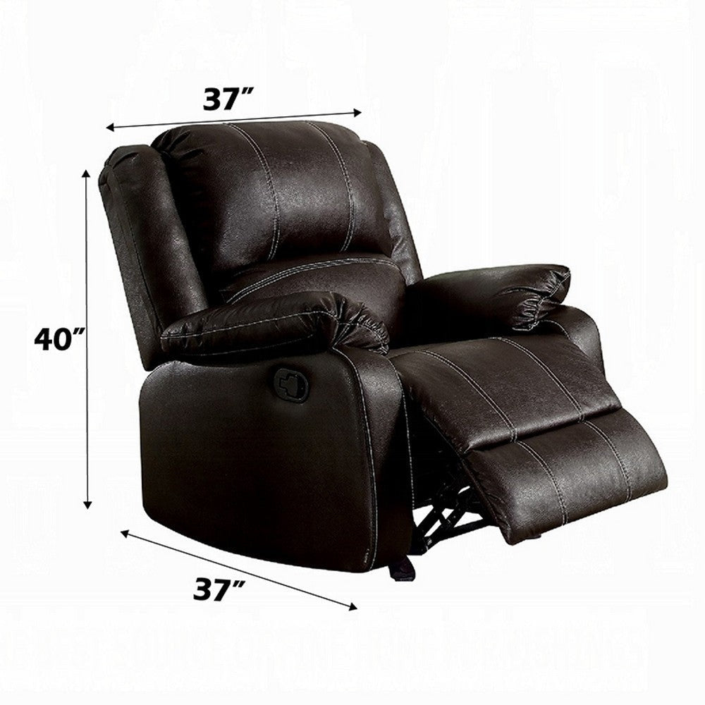 Zuru Motion Manual Rocker Recliner Chair Plush Brown Faux Leather BM324736