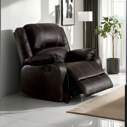 Zuru Motion Manual Rocker Recliner Chair, Plush Brown Faux Leather