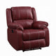 Zuru Motion Manual Rocker Recliner Chair, Plush Dark Red Faux Leather