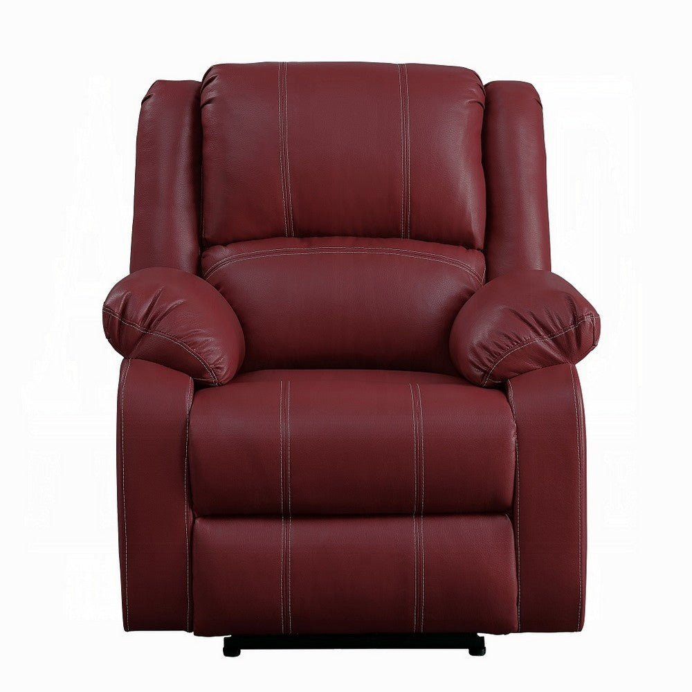 Zuru Motion Manual Rocker Recliner Chair Plush Dark Red Faux Leather BM324737