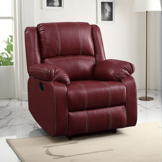 Zuru Motion Manual Rocker Recliner Chair, Plush Dark Red Faux Leather