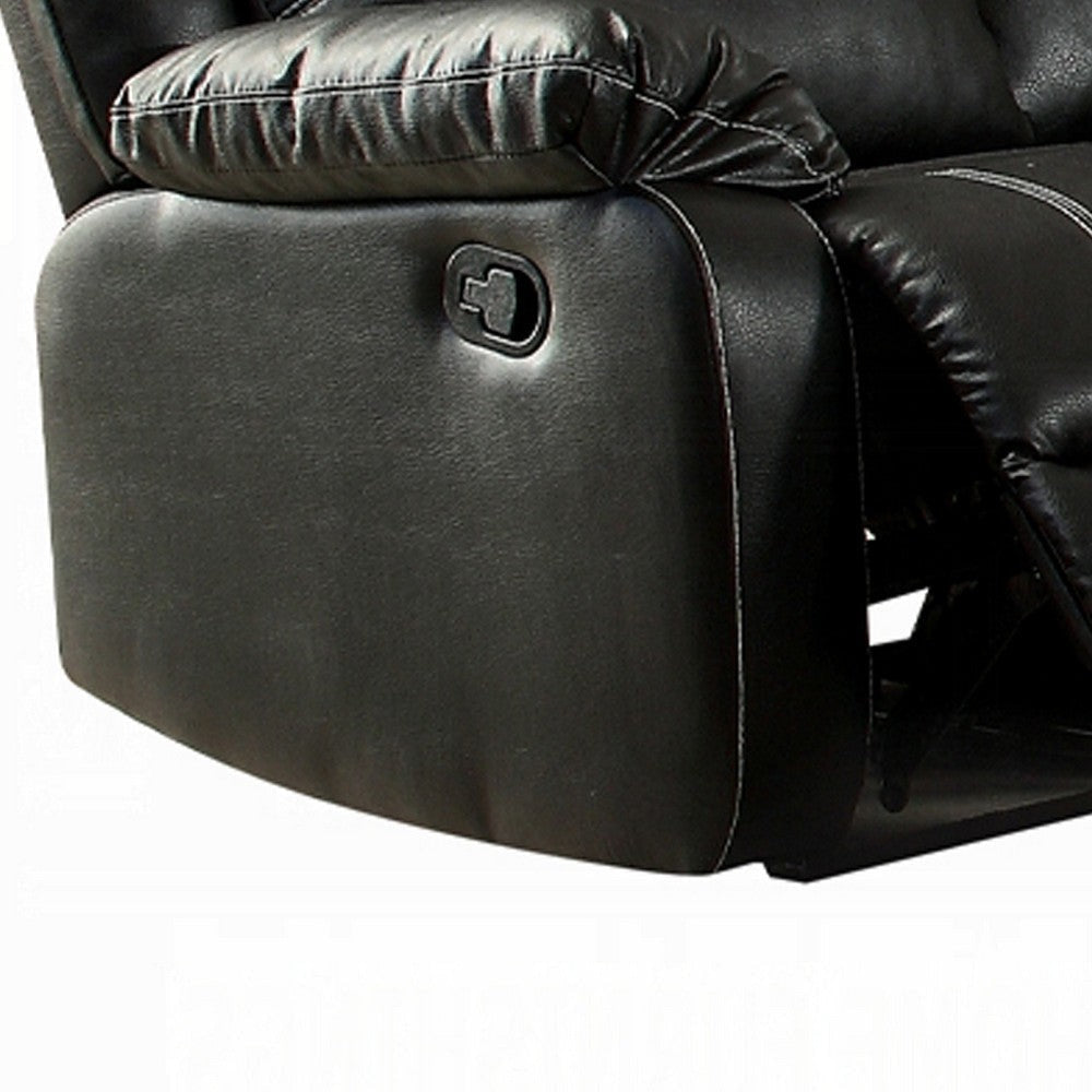 Zuru Motion Manual Recliner Sofa 3 Seater Plush Black Faux Leather BM324738