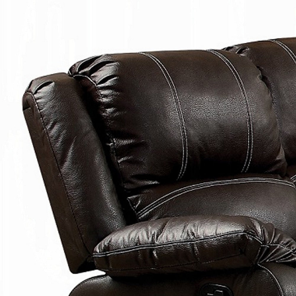 Zuru Motion Manual Recliner Sofa 3 Seater Plush Brown Faux Leather BM324739