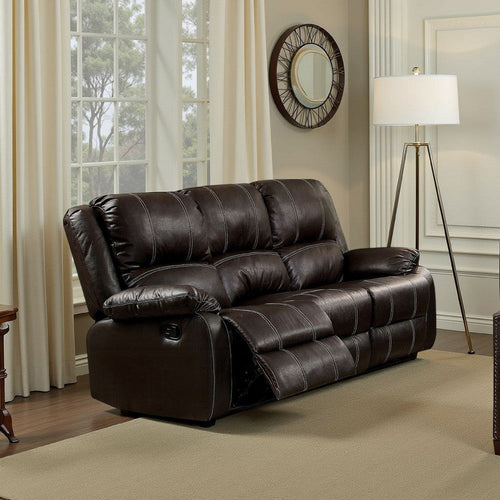 Zuru Motion Manual Recliner Sofa, 3 Seater, Plush Brown Faux Leather