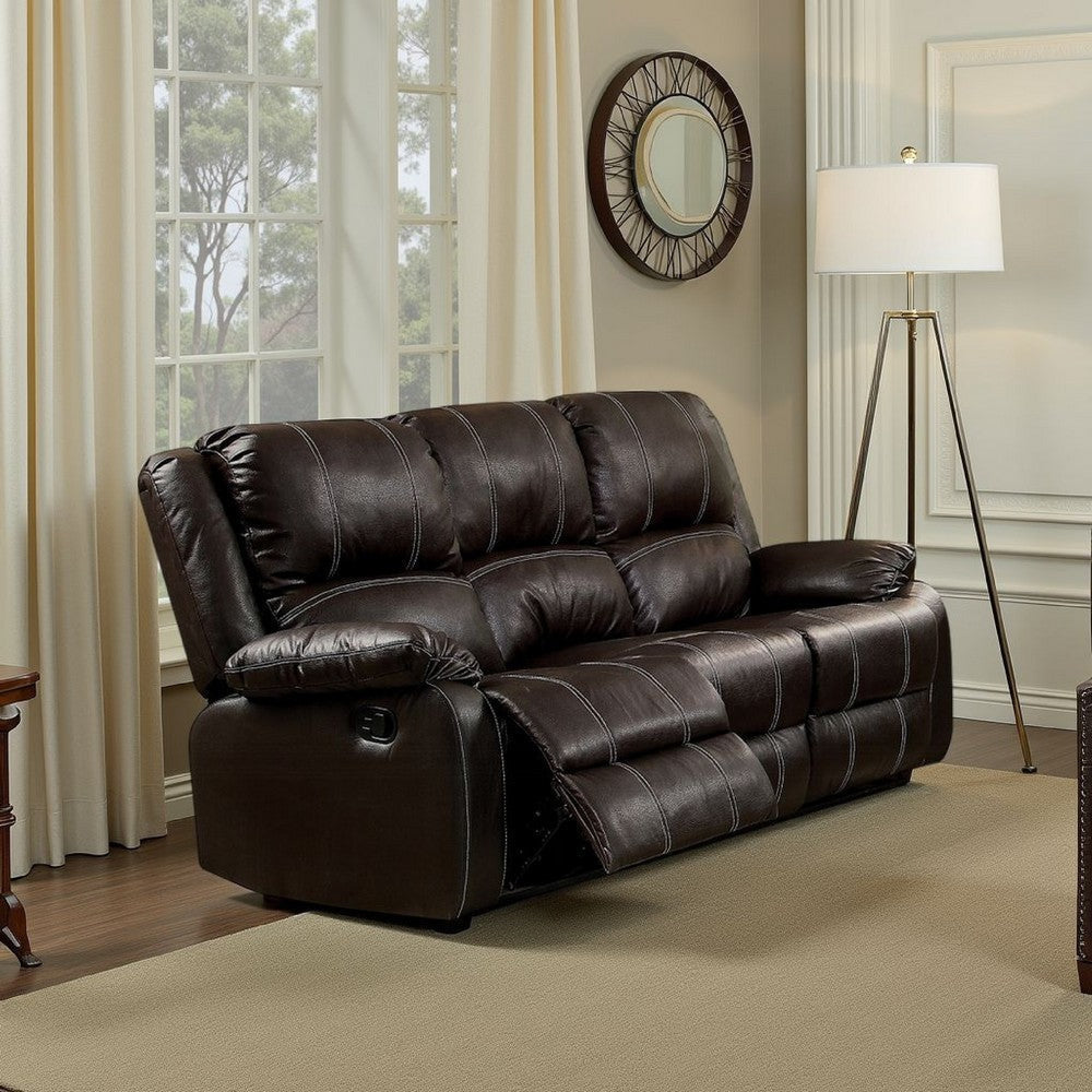 Zuru Motion Manual Recliner Sofa, 3 Seater, Plush Brown Faux Leather