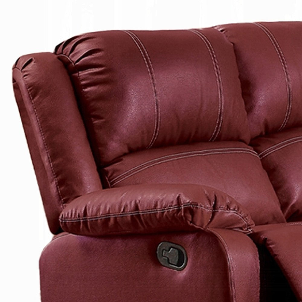 Zuru Motion Manual Recliner Sofa 3 Seater Plush Red Faux Leather BM324740