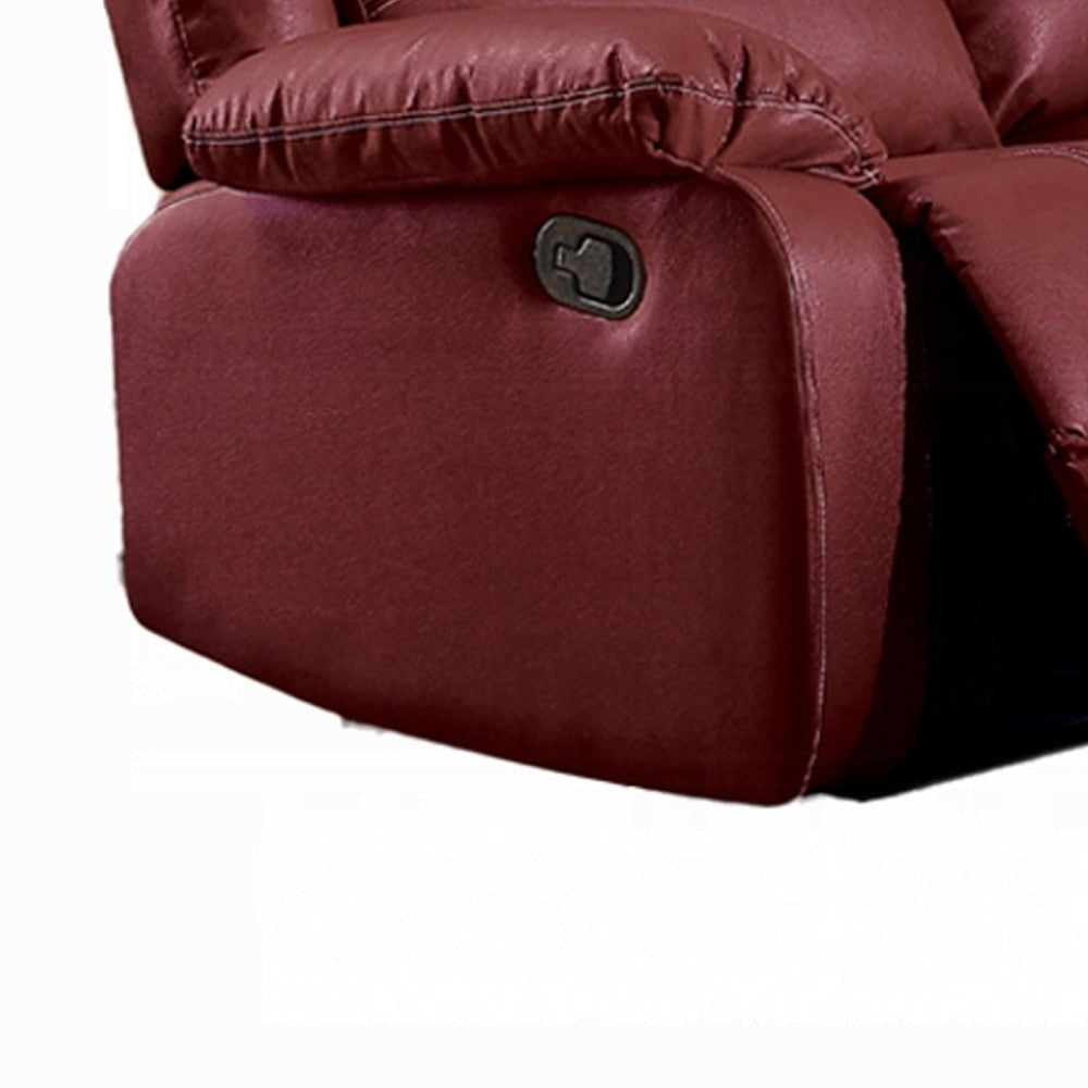 Zuru Motion Manual Recliner Sofa 3 Seater Plush Red Faux Leather BM324740