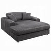Liny Oversized Chaise, 2 Cupholders, 2 Pillows, Gray Velvet Corduroy