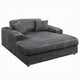 Liny Oversized Chaise, 2 Cupholders, 2 Pillows, Gray Velvet Corduroy
