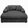Liny Oversized Chaise 2 Cupholders 2 Pillows Gray Velvet Corduroy BM324742