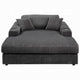 Liny Oversized Chaise 2 Cupholders 2 Pillows Gray Velvet Corduroy BM324742