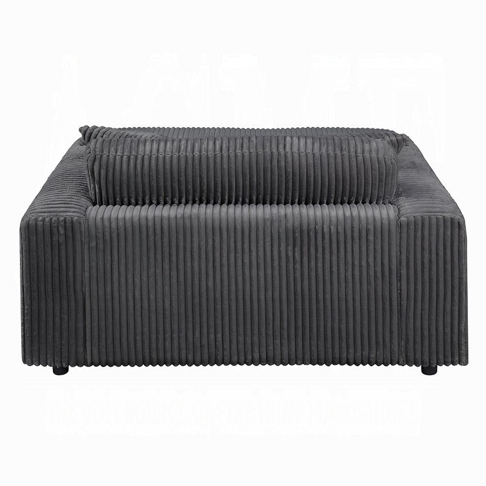 Liny Oversized Chaise 2 Cupholders 2 Pillows Gray Velvet Corduroy BM324742