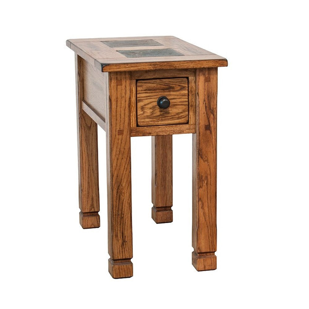 Marv Accent Chair Side Table 25’’ Rectangular Top Drawer Brown Wood BM324744