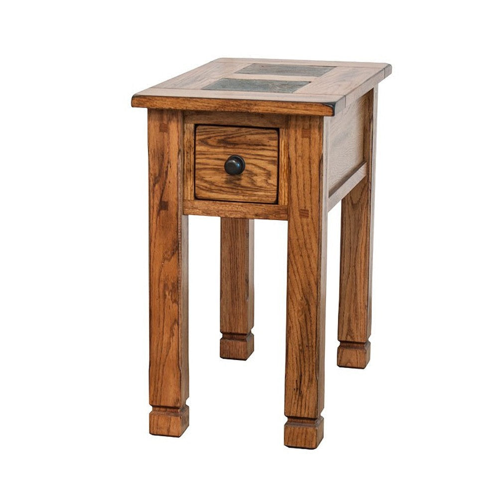 Marv Accent Chair Side Table 25’’ Rectangular Top Drawer Brown Wood BM324744
