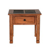Marv Side End Table w Drawer 26’’ Square Slate Inlay Top Brown Wood BM324745