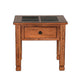 Marv Side End Table w Drawer 26’’ Square Slate Inlay Top Brown Wood BM324745