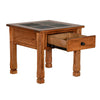 Marv Side End Table w Drawer 26’’ Square Slate Inlay Top Brown Wood BM324745
