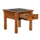 Marv Side End Table w Drawer 26’’ Square Slate Inlay Top Brown Wood BM324745