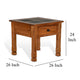 Marv Side End Table w Drawer 26’’ Square Slate Inlay Top Brown Wood BM324745