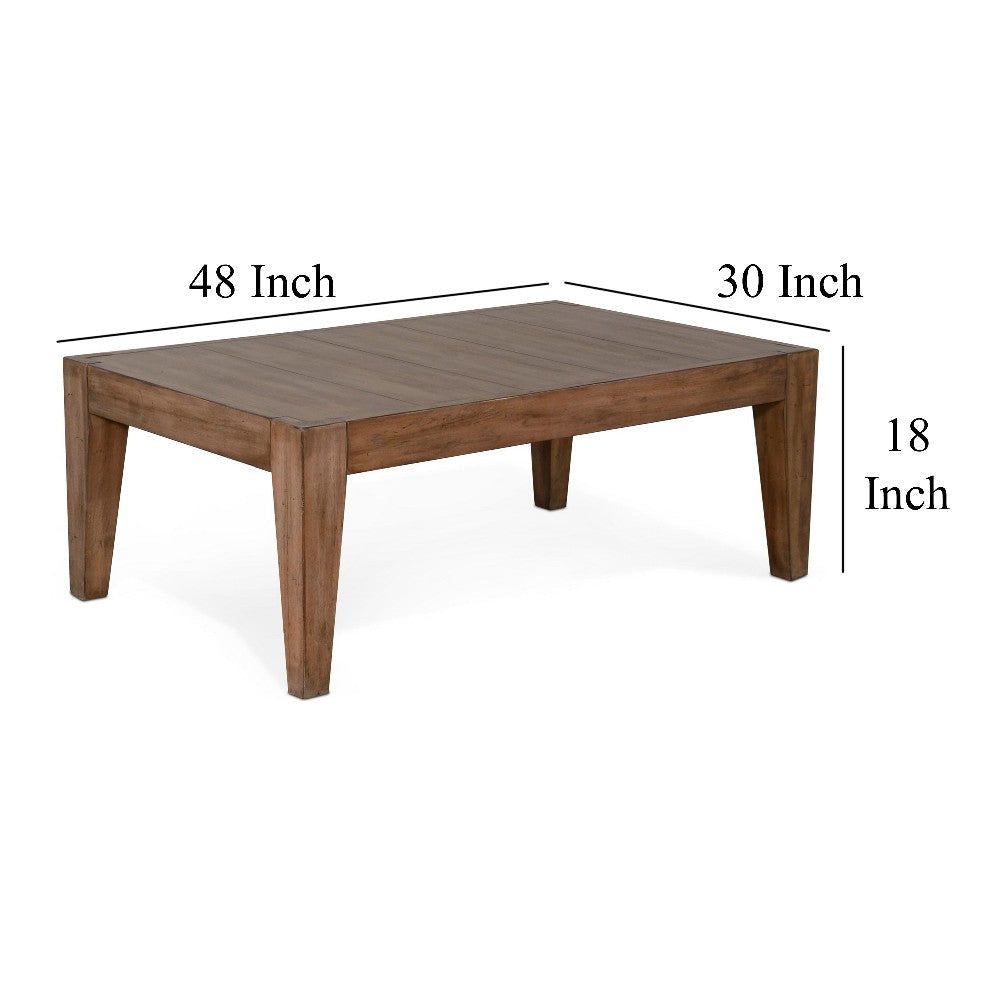 Yael Coffee Table Tapered Legs 48’’ Rectangular Top Light Brown Wood BM324747