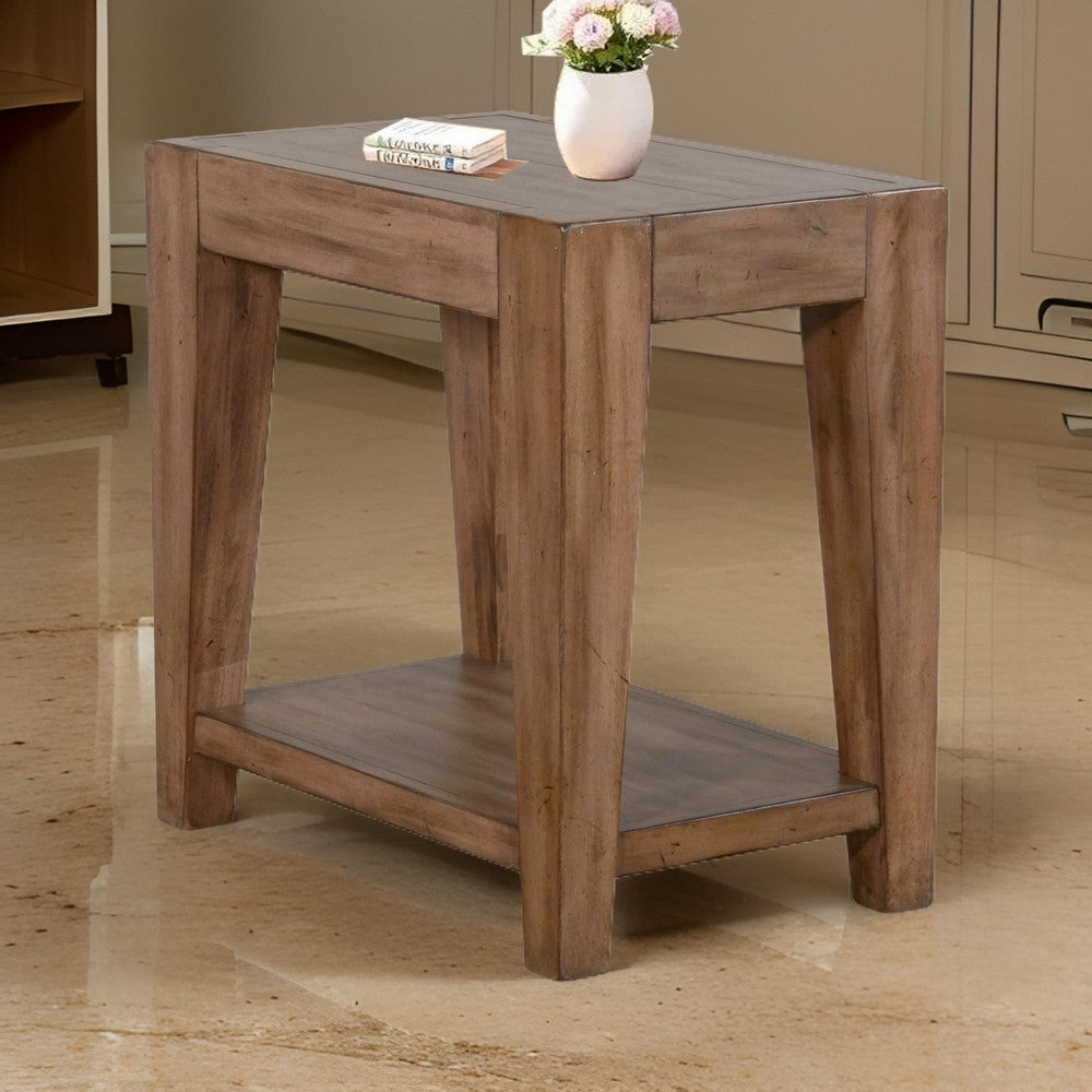 Yael Accent Side Table, Tapered Legs, 25 Inch Rectangular, Brown