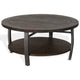 Flint Coffee Table w Shelf Barrel Shape 38’’ Dark Brown Round Top BM324751