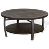Flint Coffee Table w Shelf Barrel Shape 38’’ Dark Brown Round Top BM324751