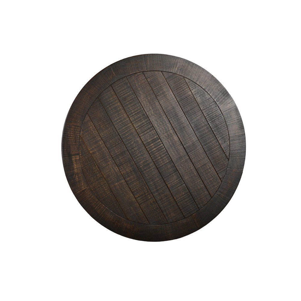 Flint Coffee Table w Shelf Barrel Shape 38’’ Dark Brown Round Top BM324751