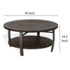 Flint Coffee Table w Shelf Barrel Shape 38’’ Dark Brown Round Top BM324751