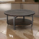 Flint Coffee Table w Shelf, Barrel Shape, 38" Dark Brown Round Top