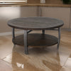Flint Coffee Table w Shelf Barrel Shape 38’’ Dark Brown Round Top BM324751