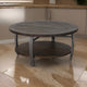 Flint Coffee Table w Shelf Barrel Shape 38’’ Dark Brown Round Top BM324751