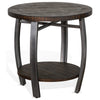 Flint Side End Table w Shelf Round Barrel Shape 24’’ Dark Brown Wood BM324752
