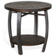 Flint Side End Table w Shelf Round Barrel Shape 24’’ Dark Brown Wood BM324752