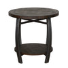 Flint Side End Table w Shelf Round Barrel Shape 24’’ Dark Brown Wood BM324752