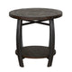 Flint Side End Table w Shelf Round Barrel Shape 24’’ Dark Brown Wood BM324752