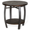 Flint Side End Table w Shelf Round Barrel Shape 24’’ Dark Brown Wood BM324752
