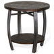 Flint Side End Table w Shelf Round Barrel Shape 24’’ Dark Brown Wood BM324752